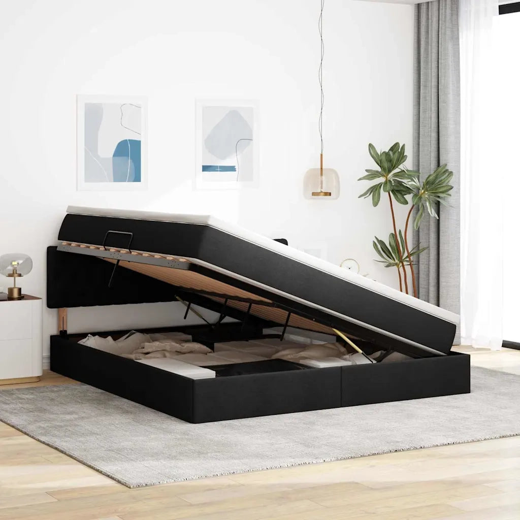 Letto con contenitore e materasso Nero 160 x 200 cm 3370583