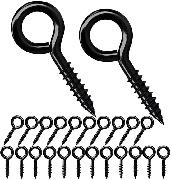 20 Stuks Oogschroeven 40 mm - Zwart - per Lavori Leggeri di Appendere