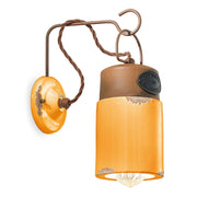Applique Vintage Industrial Ferro E Ceramica Giallo 1 Luce E27
