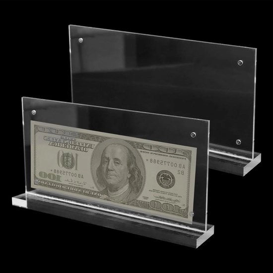 Fotoframe per display di banconote acriliche - Euro Dollaro (10 x 20 cm)