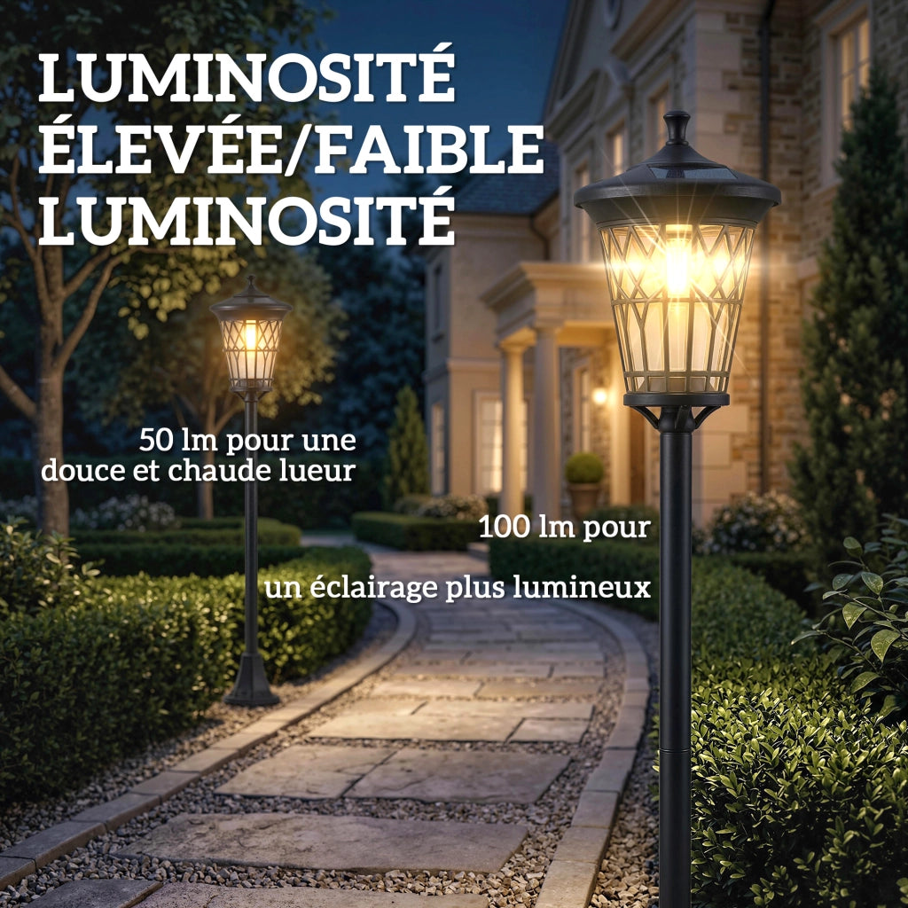 Lampione Solare 2 Pezzi per Giardino ¨C Minimal ¨C Acero Inox Nero 186 cm