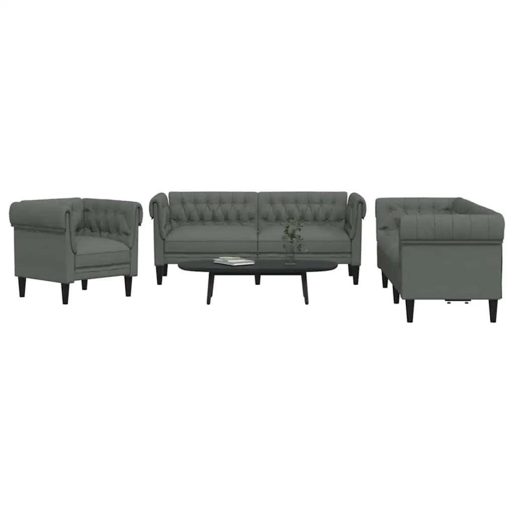 Divano per Soggiorno 3 pcs Grigio scuro 201,5 x 74,5 x 74,5 cm 3385859