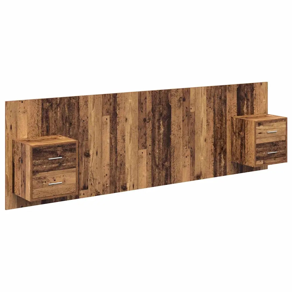 Testata con Comodino 3 pcs Legno vecchio Legno multistrato 3415805