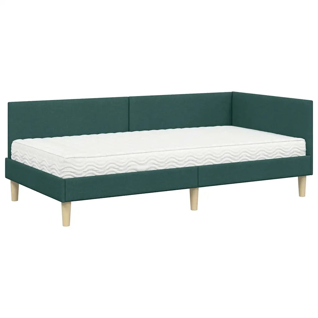 Struttura Letto Angolare con Materasso 2 pcs Verde Tessuto 3393737