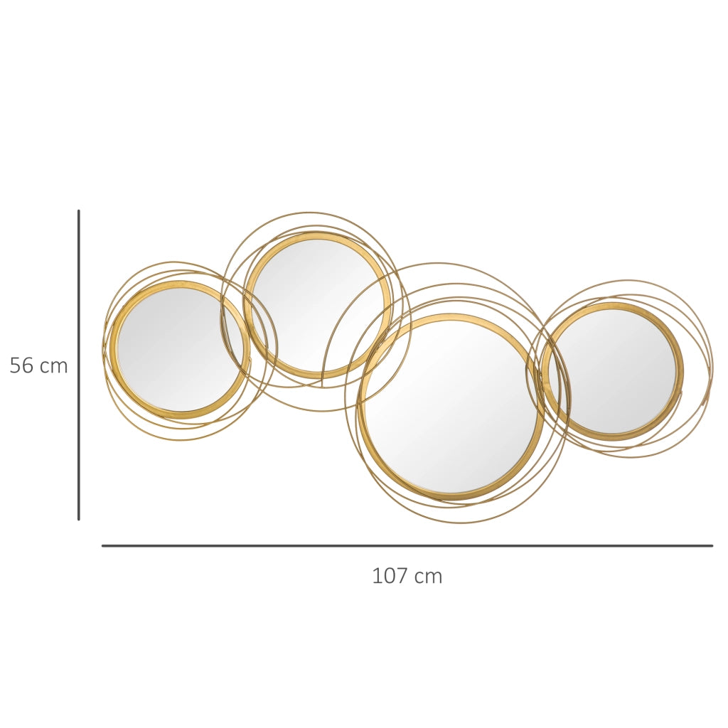 Set Specchi da Parete ¨C Xylo ¨C 4 Specchi Rotondi per Ingresso e Corridoio 107x4x56 cm