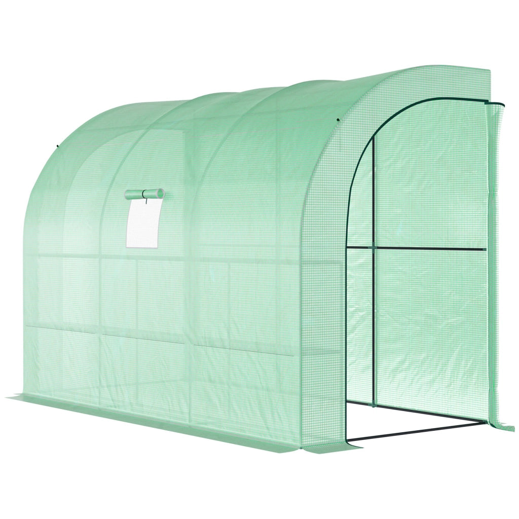 Serra da giardino ¨C Xylo ¨C 3 ripiani con copertura plastica UV-resistente verde