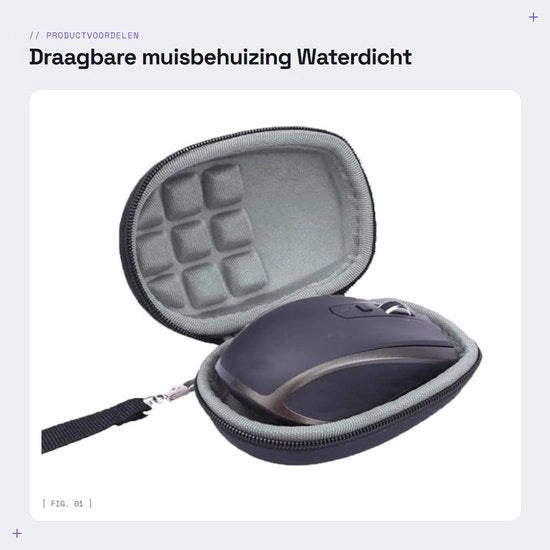 Contenitore portatile impermeabile per mouse - Protezione anti-urto con schiuma morbida - Adatto per mouse Logitech MX Anywhere 2S - Design elegante