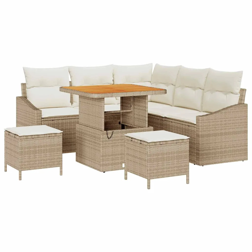 Set Divano da Giardino con cuscino 8 pcs Beige polyrattan 3362651