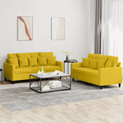 Set di Divani 2 pz con Cuscini giallo in Velluto