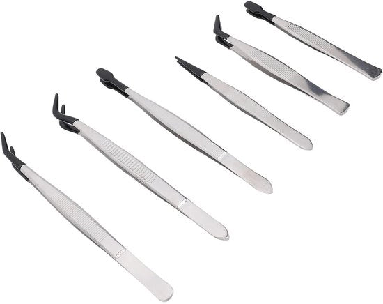 Set di pinze 6 pezzi - Pinze in acciaio inossidabile - Multifunzionali per trucco e collezione di francobolli - Sostenibili - Fondamentali per gli appassionati - Pinze per ciglia