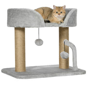 Tiragraffi per gatti con piattaforma e giochi ¨C Minimal ¨C grigio 48x38x42 cm