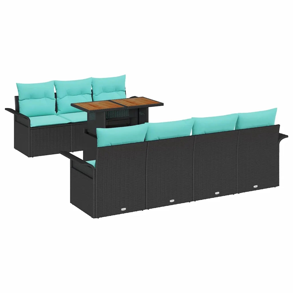 Set Divano da Giardino con archiviazione 8 pcs Nero Poly Rattan 3358034