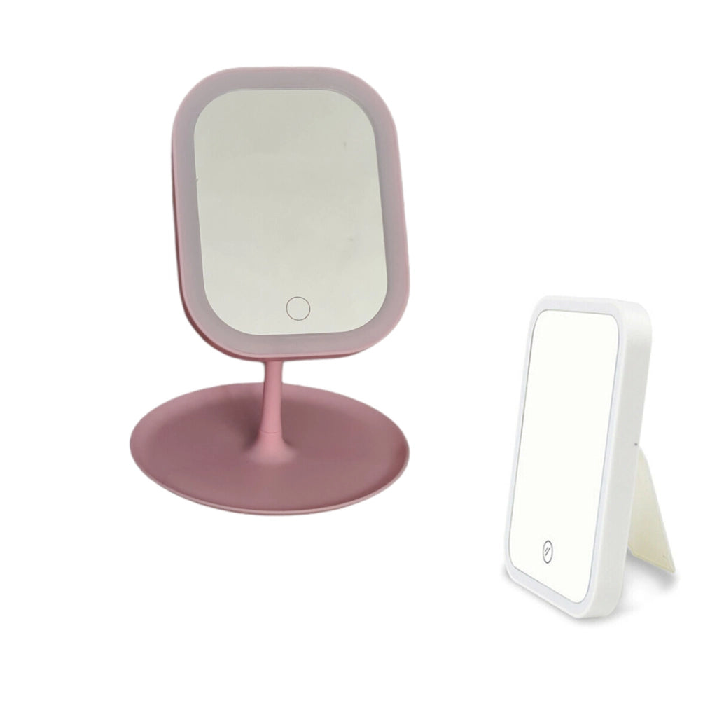 SPECCHIO TRUCCO LUCE 14 LED MAKE UP PORTATILE BASE DA TAVOLO TOUCH TE-B0298