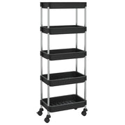 Carrello da Cucina 5 Ripiani Nero 42x29x128 cm Ferro e ABS CFW3170208