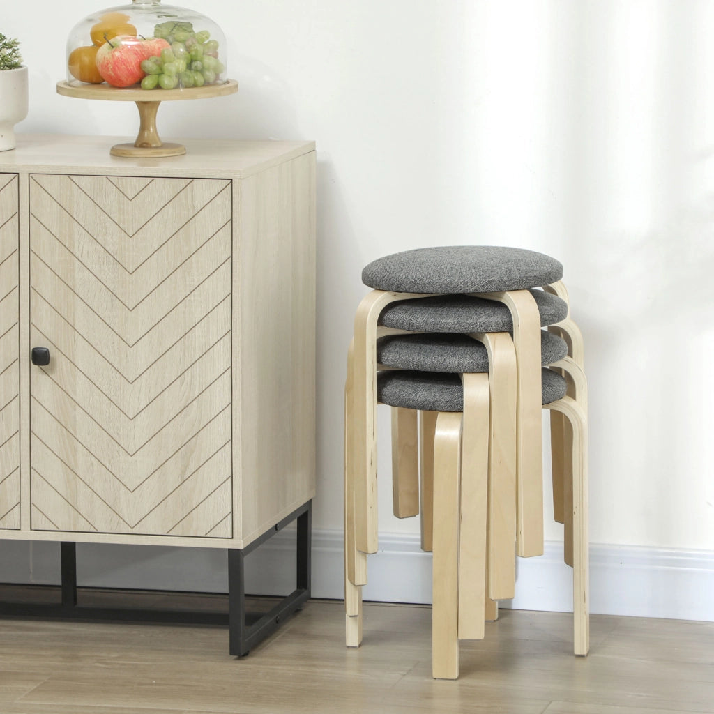 Set di 4 Sedie da Pranzo Imbottite in Legno ¨C Minimal ¨C Grigio