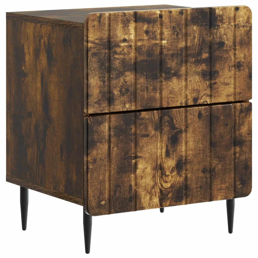 Comodino | Armadio da Notte | Mobiletto da notte con cassetto Rovere Fumo 43 x 34,5 x 49,5 cm