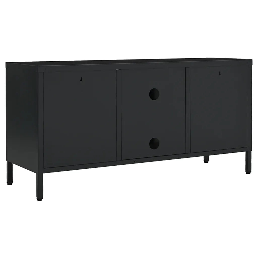 Mobile TV-Credenza per TV Nero 105x35x52 cm in Acciaio e Vetro