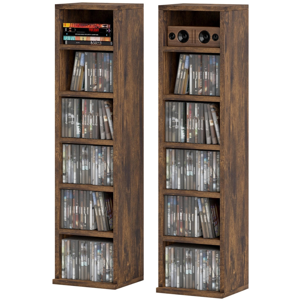 Armadio a colonne per CD ¨C Minimal ¨C 2 pezzi, 12 scomparti, 21x22.5x88.5 cm, marrone rustico