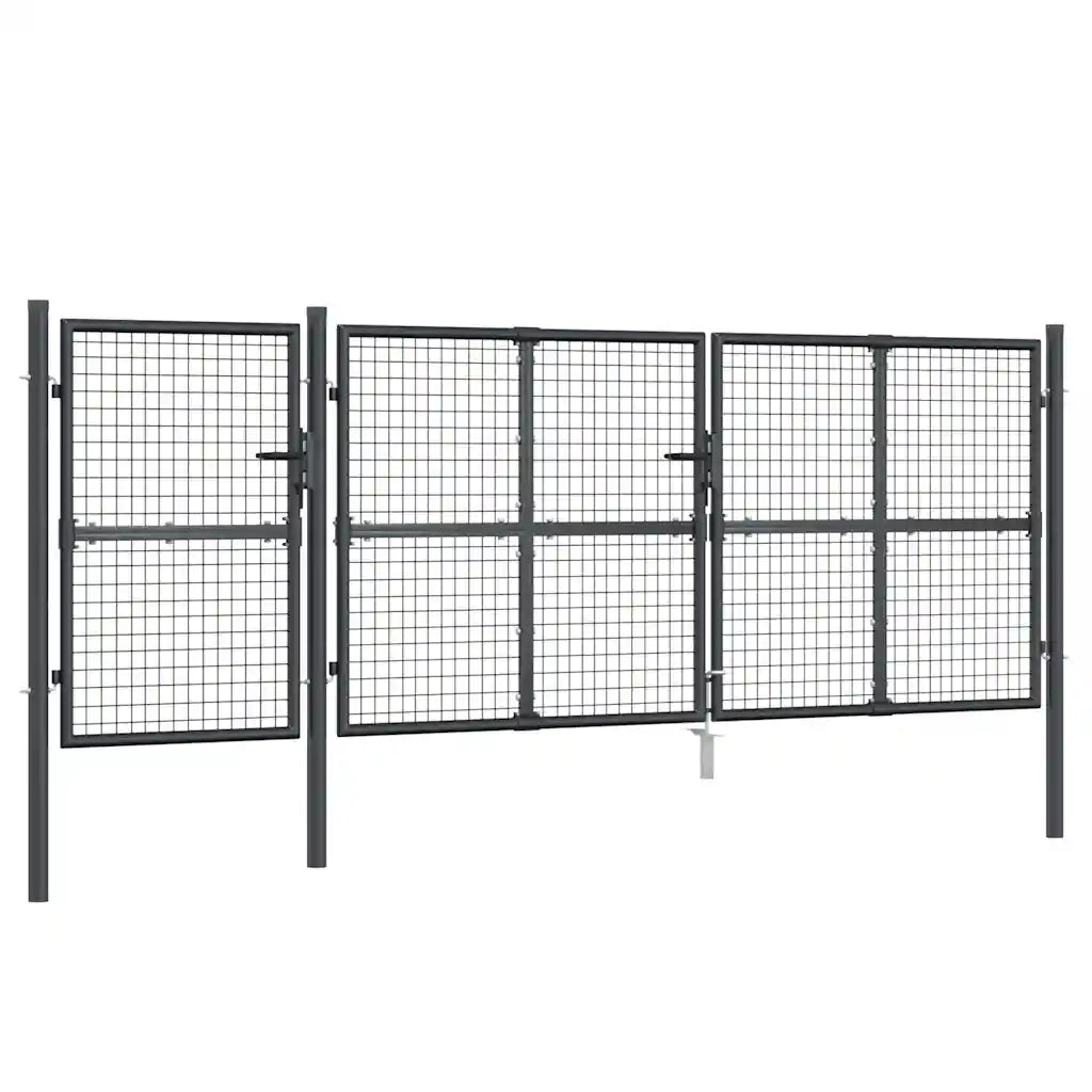 Cancello da Giardino in Rete Antracite 400x125 cm in Acciaio Zincato 154546