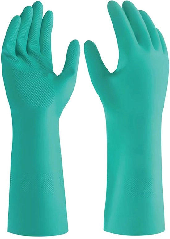 Manopole in nitrile, resistenti a sostanze chimiche, maniche diritte, 33 cm di lunghezza, 15 cm di larghezza
