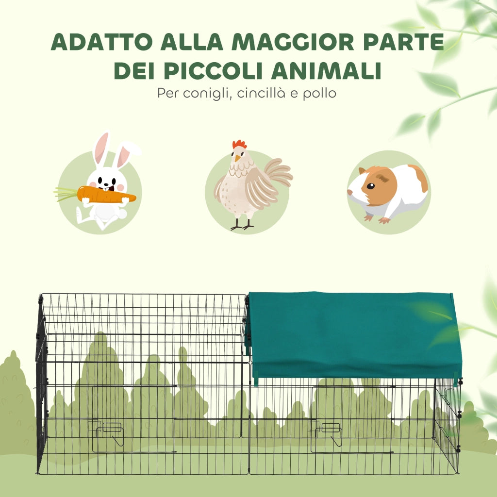Gabbia per Conigli da Esterno e Interno ¨C Xylo ¨C Verde 185x75x75 cm
