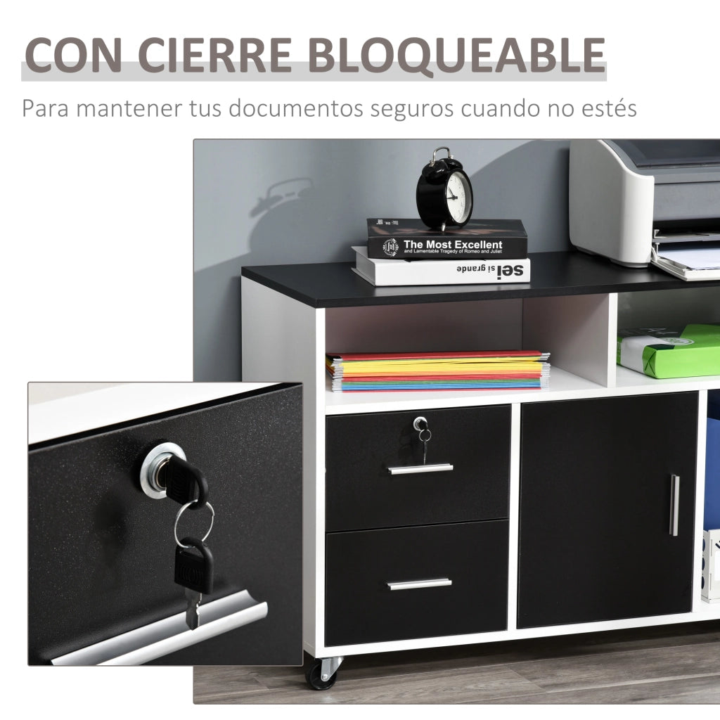 Scrivania con cassetti e scaffali ¨C Minimal ¨C Nero e Bianco 100x35x65 cm