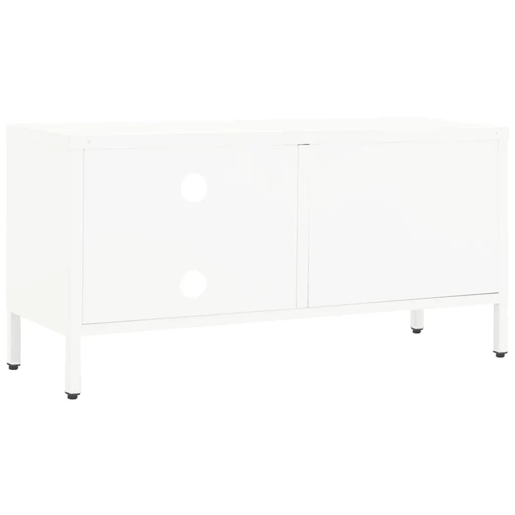 Mobile TV-Credenza TV-Console TV Bianco 90x30x44 cm in Acciaio e Vetro