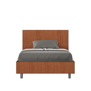 Letto una piazza e mezza contenitore imbottito 120x200 tessuto Labirinto 4 arancio Adele