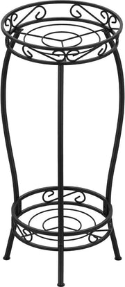 Supporto per piante in metallo da 69 cm, 2-trap supporto per vaso per interno ed esterno in nero