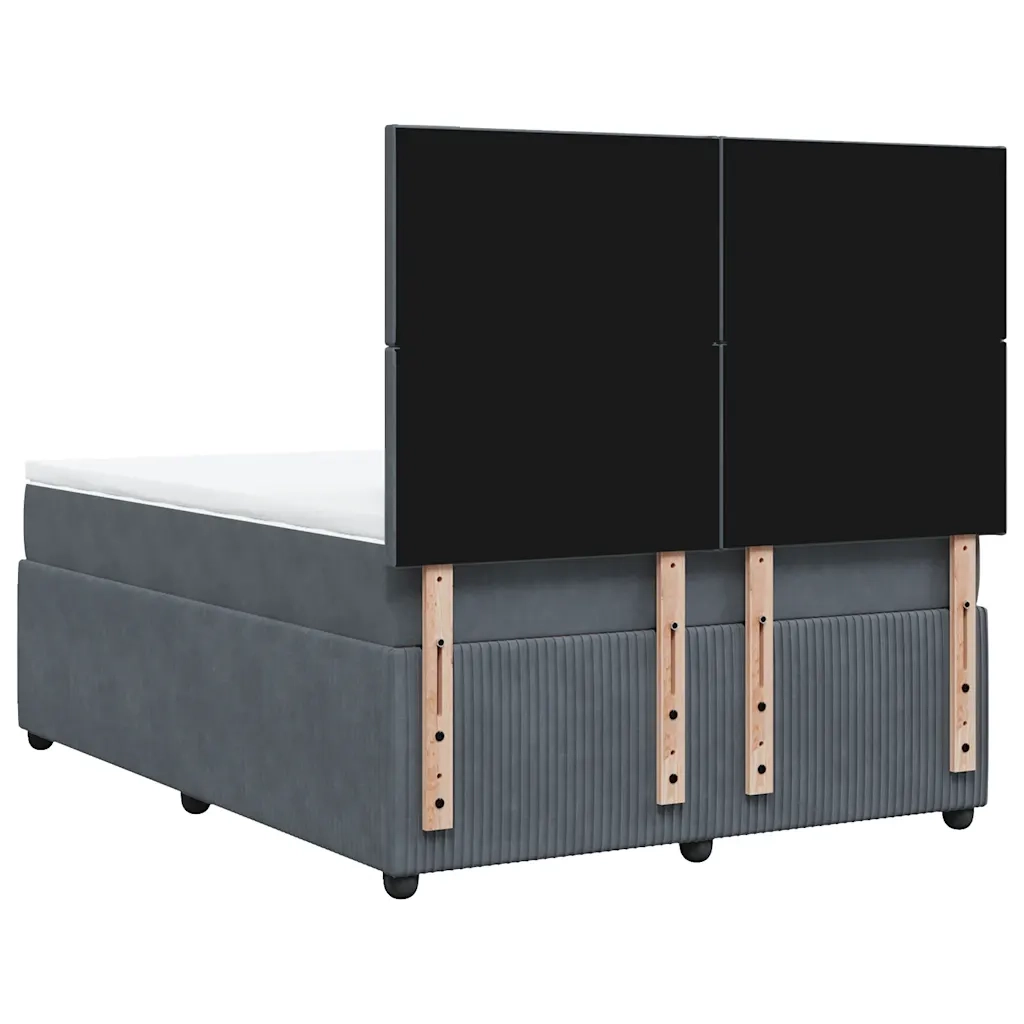 Giroletto a Molle con Materasso Grigio Scuro 160x200 cm Velluto
