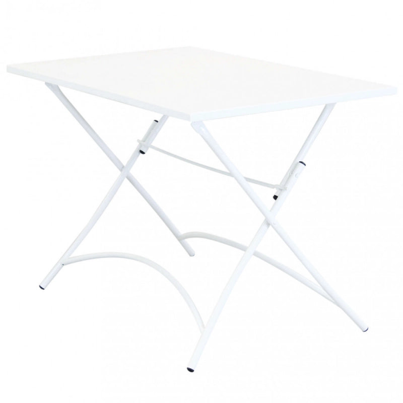 Tavolo da Giardino Bristol 110x70 cm Bianco in Acciaio Pieghevole – Tavolo Quadrato da Esterno