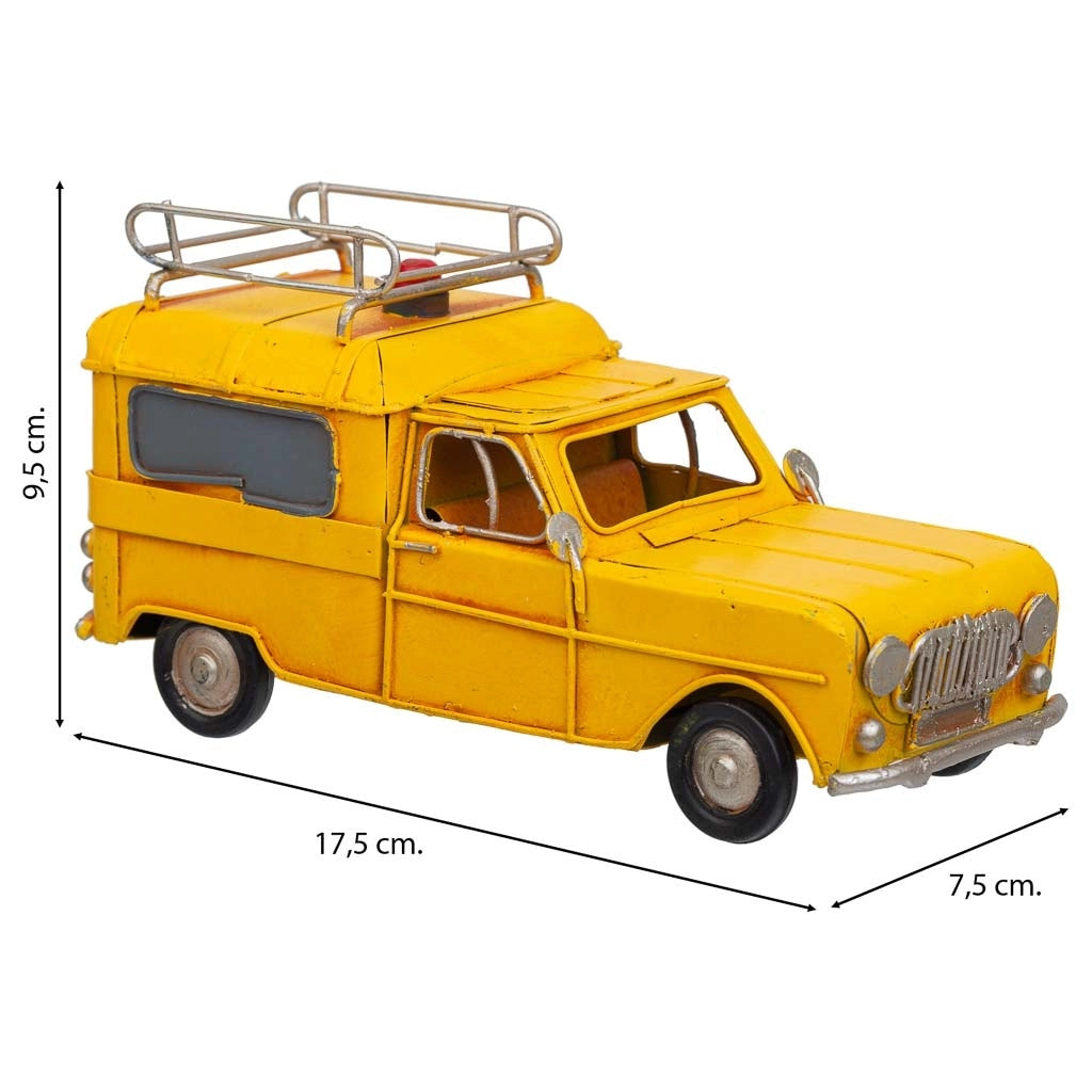 Auto in metallo giallo 17,5x7,5x9,5h