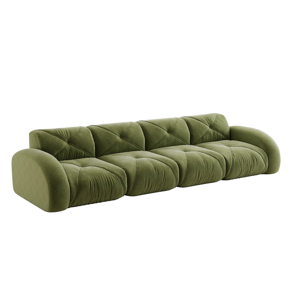Sofa modulare senza cornice - Zephmum - Extra grande, 4 posti, tessuto Chenille comodo, design antiscivolo, facile assemblaggio, Verde