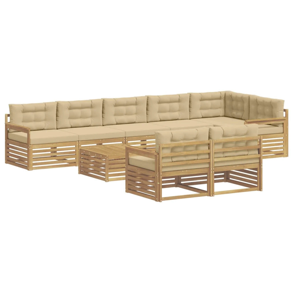 Set di divani da esterno 9 pz Bianco e Beige Poliestere 3390713