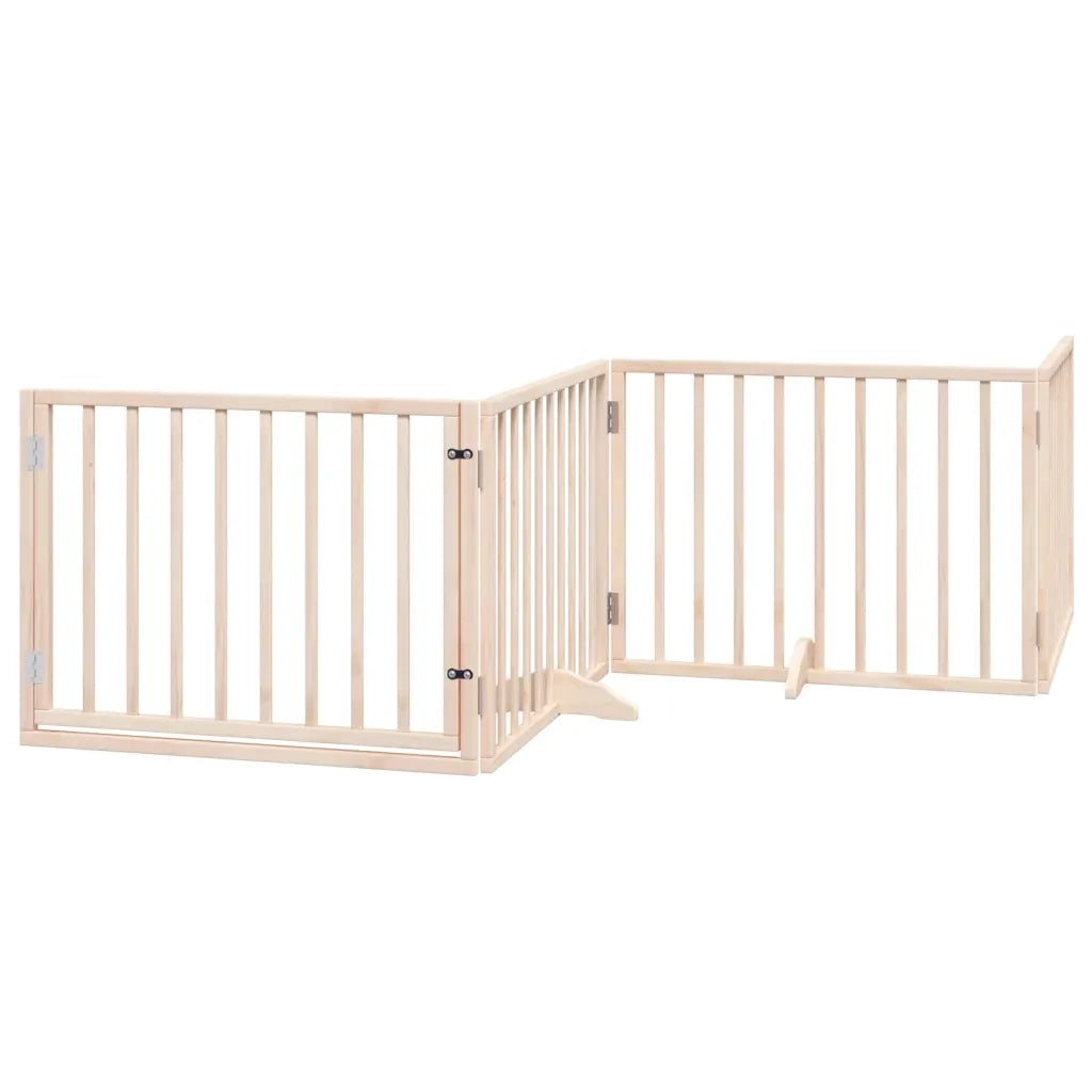 Cancelletto per cani con porta pieghevole 4 pannelli 320 cm in legno di pioppo 352177