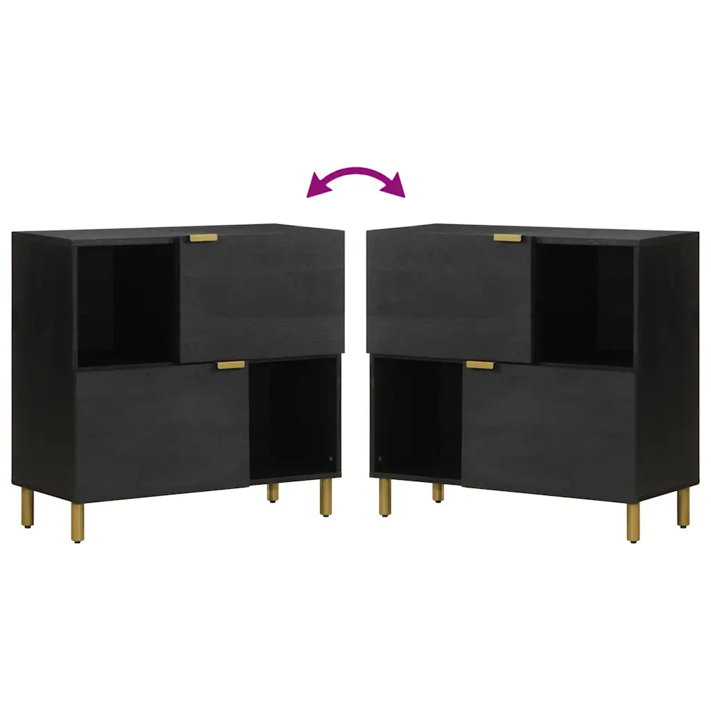 Credenza | Madia | Buffet da pranzo | Armadio da pranzo Nera 80x33x75 cm in Legno Multistrato