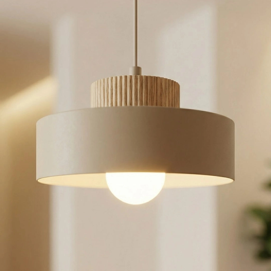 Lampada a sospensione japandi KIVI beige legno 1xE27