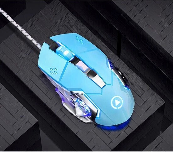 Maus da gaming meccanico, mouse USB con cavo, finitura liscia (blu)