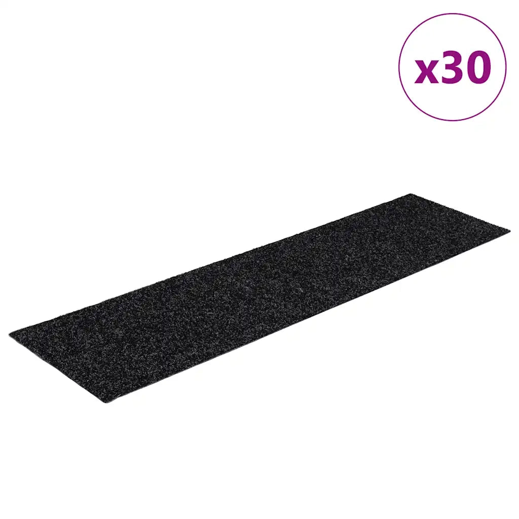 Tappetini per scale autoadesivi 30 pz 76x20 cm neri rettangolari 3365723