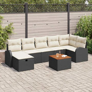Set Divano da Giardino con cuscino 8 pcs Nero Poly Rattan 3360848