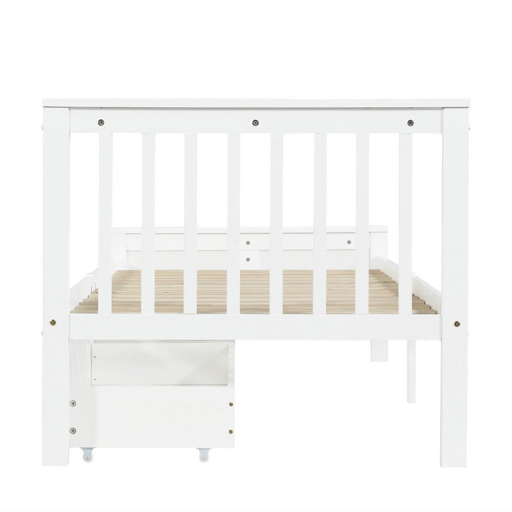 LETTO Singolo 90x200 cm con cassetti contenitori Bianco