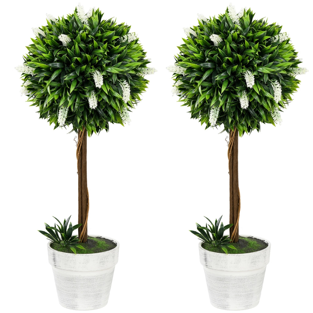 Set 2 Piante Artificiali Lavanda ¨C Xylo ¨C 60 cm con Vaso e Muschio Bianco