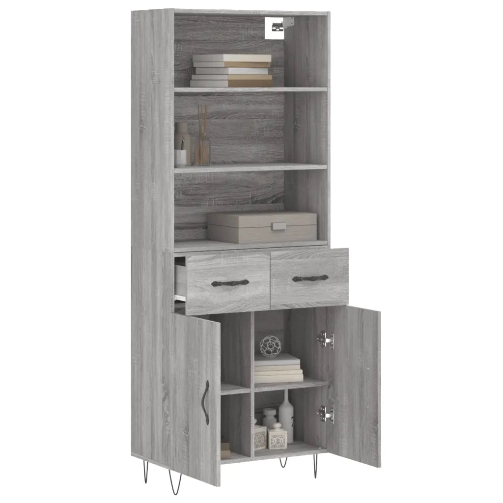 Credenza Grigio Sonoma 69,5x34x180 cm in Legno Multistrato 3200551