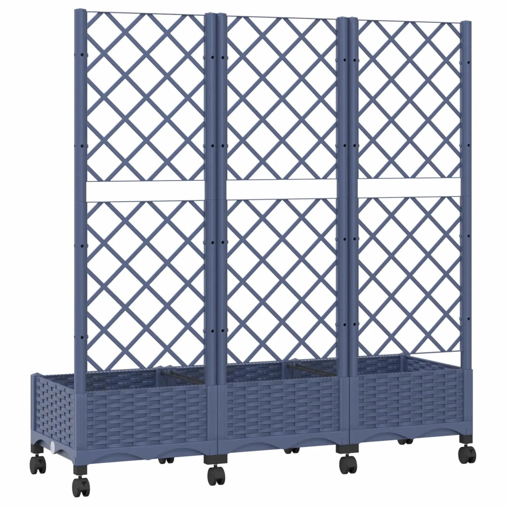 Vaso da giardino con grigliato e ruote Blu Grigio PP 3423053