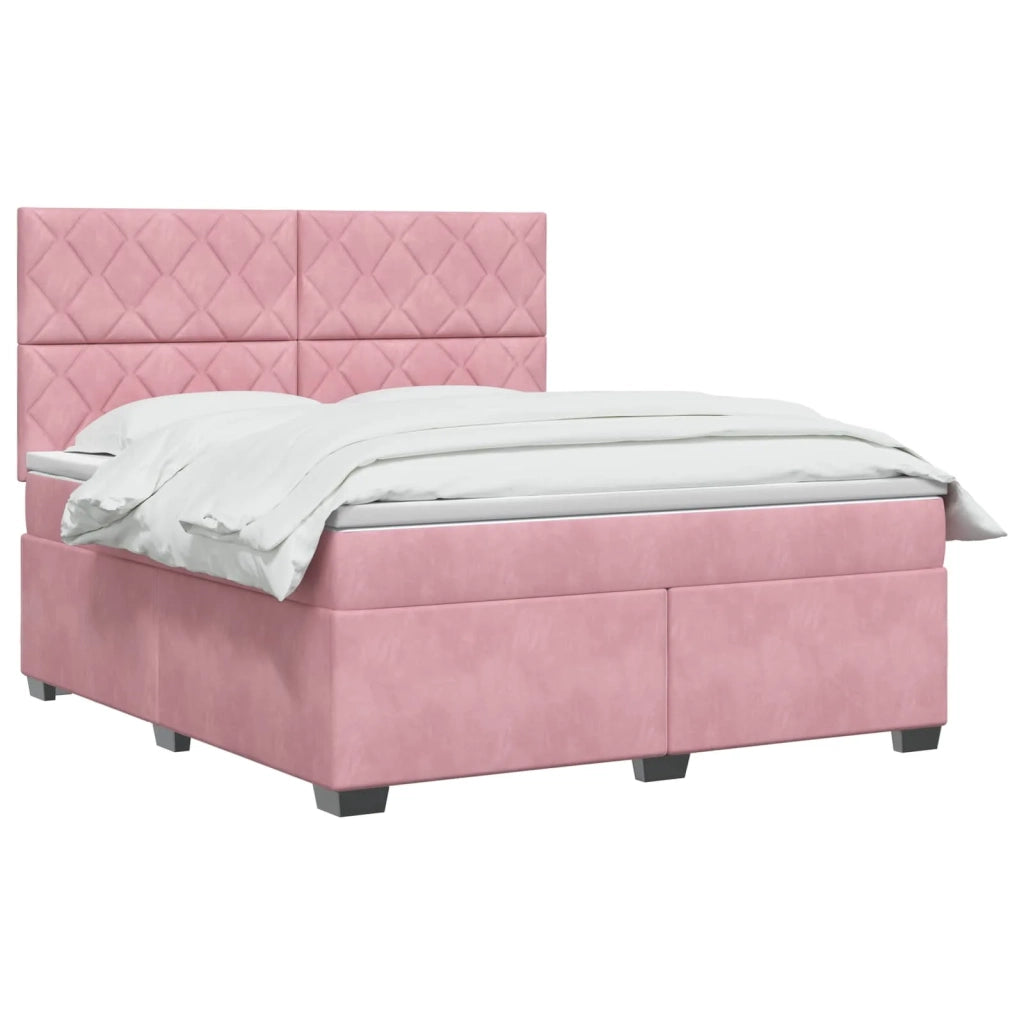 Letto box spring con materasso Rosa 160 x 200 cm Velluto 3455149
