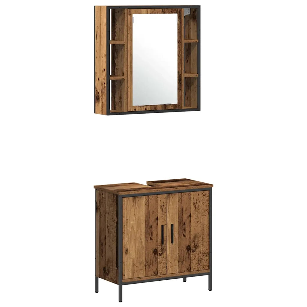 Set di mobili per il bagno 4 pcs Marrone 33 x 33 x 185.5 cm 3332590