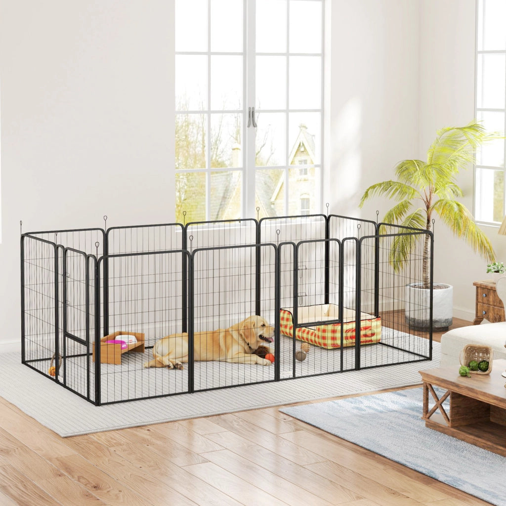 Recinto per Cani 12 Pannelli con Porte ¨C Minimal ¨C Nero 100 cm