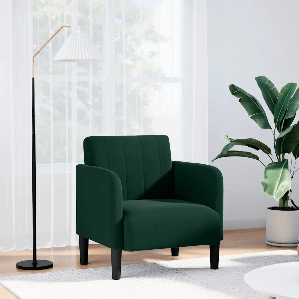 Divano Poltrona | Sedia con Braccioli Verde Scuro 54 cm in Velluto