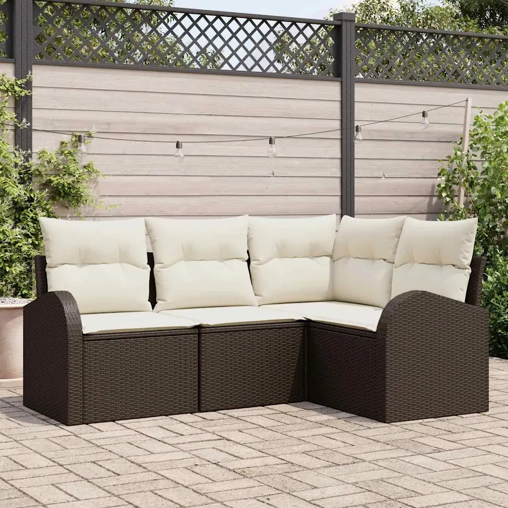 Set Divano da Giardino Marrone polyrattan