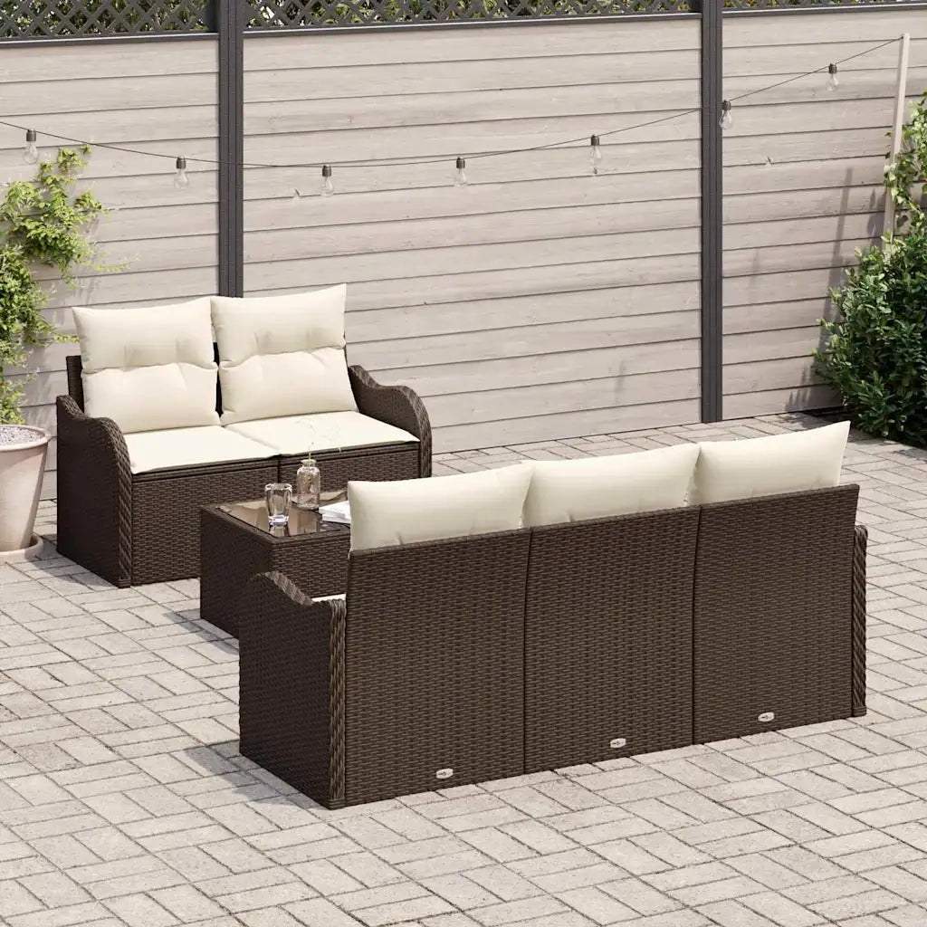Set Divano da Giardino Marrone polyrattan